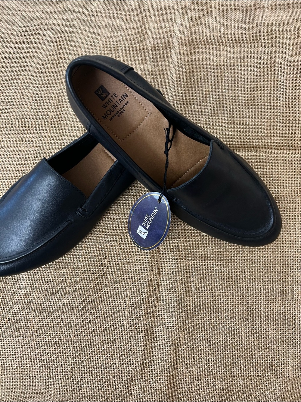 White Mountain Black Women's Leather Slip-On Loafers